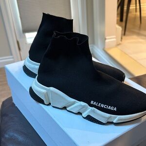Balenciaga Black and White High-Top Sneakers